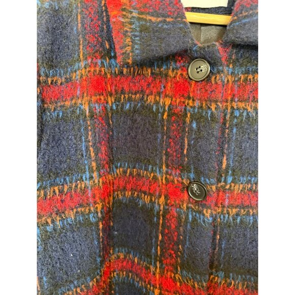 Velvet by Graham Spencer Colette Jacket Wool Button Front Coat Navy Plaid Size L - Picture 5 of 9